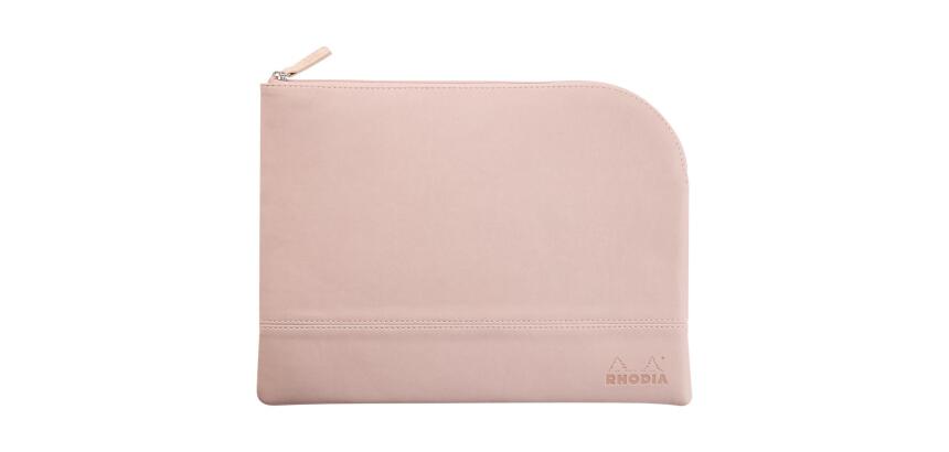 Rhodiarama pochette zippée en simili cuir - taille L (21x28 cm) - Touche de rose