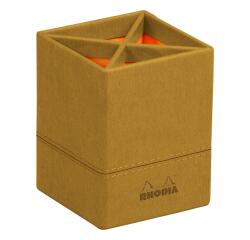 Rhodiarama pot à crayons simili cuir italien 8x8x11 cm - Or