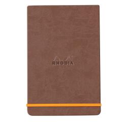 Rhodiarama Webnotepad rembordé rigide A5 192 pages ligné microperforé papier ivoire 90g fermeture élastique - Chocolat