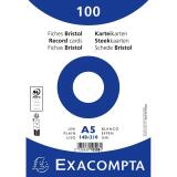 Paquet 100 fiches sous film - bristol uni non perforé 148x210mm - Blanc