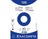Paquete de 100 fichas Exacompta cartulina Bristol retractil - blanco liso sin taladro 148x210mm - Blanco