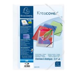 Carpetas con gomas 3 solapas Kreacover® Polipropileno Translucido - Blanco