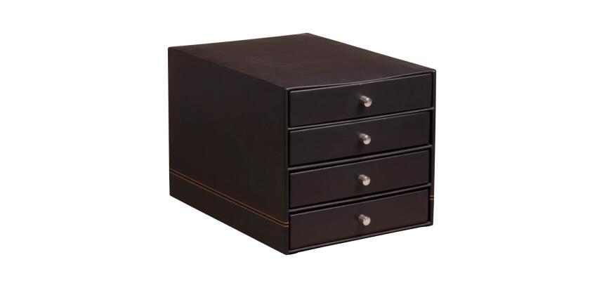 Rhodiarama trieur 4 tiroirs simili cuir italien 24,8x32,7x22,8 cm - Noir