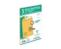Paquet de 5 Pochettes Kraft Adour Brun C5-162x229mm - Auto-Adhésives - 90g/m2 - Brun