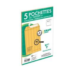 Paquet de 5 Pochettes Kraft Adour Brun C5-162x229mm - Auto-Adhésives - 90g/m2 - Brun