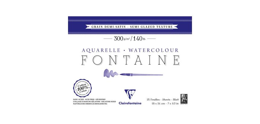 Fontaine bloc collé 4 côtés 25F 18x24cm 300g grain demi-satiné