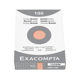 Étui de 100 fiches - bristol quadrillé 5x5 non perforé 105x148mm - Orange