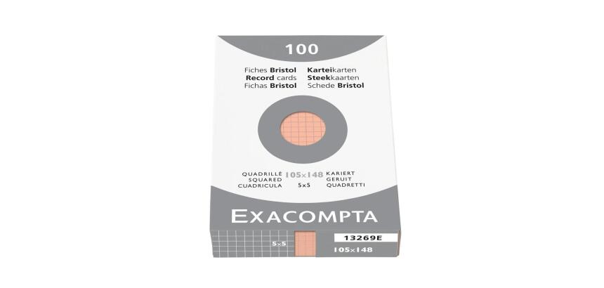 Étui de 100 fiches - bristol quadrillé 5x5 non perforé 105x148mm - Orange