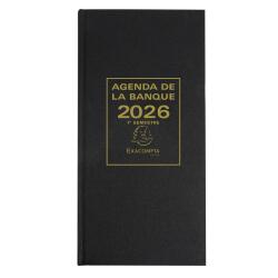 Agenda de bureau Banquier long Euro et cents 16 x 34 cm Journalier 2 volumes 2026 - Noir