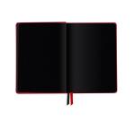 Rhodiarama Goalbook Creation A5 met hardcover, 80 blad glad zwart gestippeld Maya papier van 120g, sluiting met elastiek - Klaproosrood