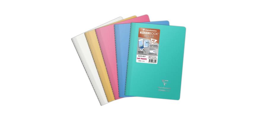 Cahier reliure intégrale enveloppante Koverbook Silver A4 160 pages ligné couverture polypropylène opaque - Assortis