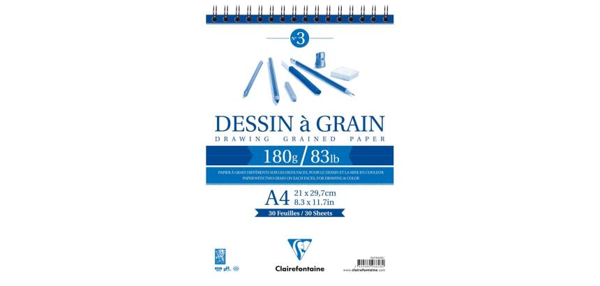 Dessin à Grain bloc spiralé 30F A4 180g