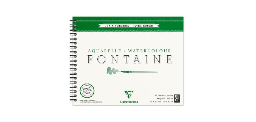 Fontaine album spiralé 12F 24x30cm 300g grain torchon