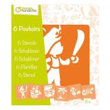 Set de 6 pochoirs enfants, Pirates - Orange