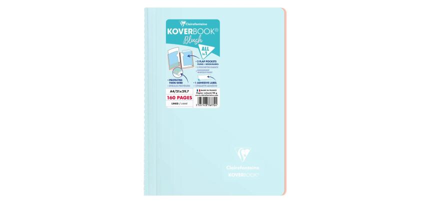 Koverbook spiraalgebonden schrift A4 80 blad gelijnd + kantlijn wraparound transparante polypropyleen omslag