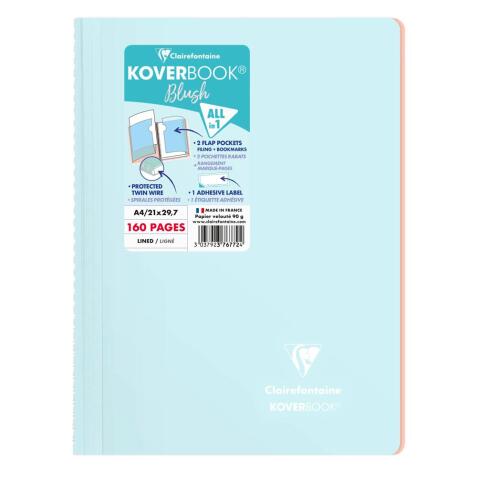 Cahier reliure intégrale enveloppante Koverbook A4 160 pages ligné + marge couverture polypropylène transparent