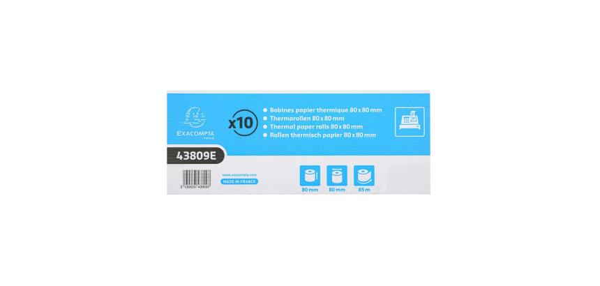 Bobine pour tickets de caisse 80x80mm - 85m - 1 pli thermique 48g/m2 - grande longueur. - Blanc