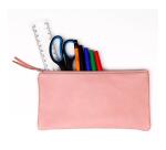CUIR TEINTÉ Trousse plate 22x11 cm Corail