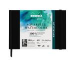 Rhodia Touch Watercolor Book, papier grain fin 100% coton 300g - A5 paysage, 40 pages - Noir