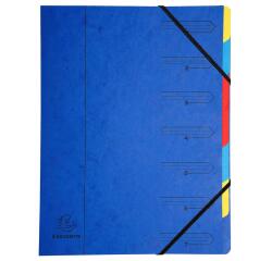 Trieur agrafé avec élastiques 7 compartiments - Bleu