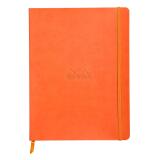 Rhodiarama carnet souple 19x25 cm 160 pages ligné papier ivoire 90g fermeture élastique - Tangerine