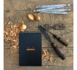 Notepad Rhodiactive 90g reliure intégrale A5 14,8x21 cm 160 pages ligné microperforé - Noir