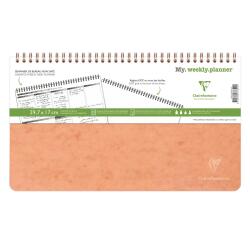 My.weekly.planner Age Bag cahier reliure intégrale en-tête 29,7x17 cm 120 pages détachables Semainier de bureau non daté et réglure DOT au verso - Tabac