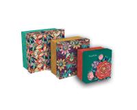 Frida Kahlo, Set de 3 boîtes gigognes carrées 25x25x12 cm, 20x20x11cm, et 16x16x10 cm