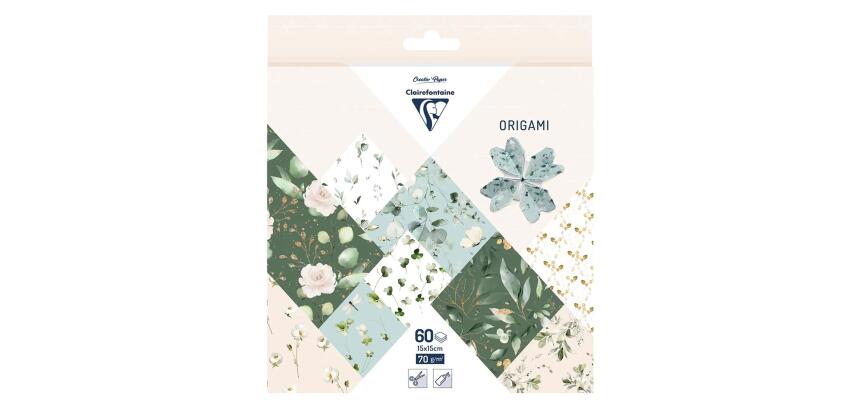 ORIGAMI, Pochette de 60 feuilles 70g/m2 au format 15x15cm - Romantique - Multicolore