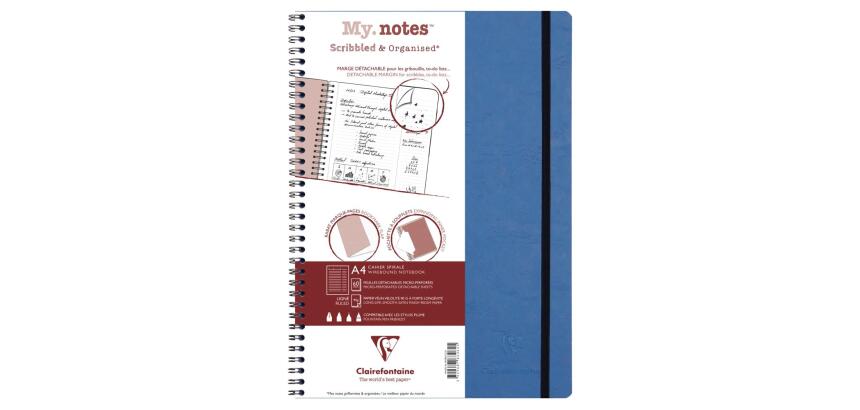 My.Notes Age Bag cahier reliure intégrale à marges détachables A4 120 pages détachables ligné + cadre en-tête - Bleu