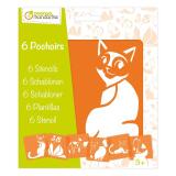 Set de 6 pochoirs enfants, Chats - Orange