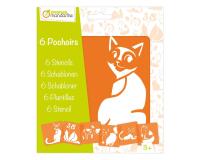 Set de 6 pochoirs enfants, Chats - Orange