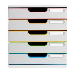 Módulo A4, cajones cerrados + 5 alturas + STOP de seguridad, tamaño: 5 X 54mm Black Office - Blanco/arlequín