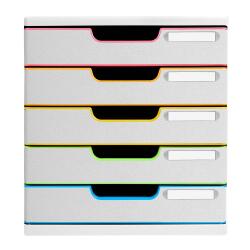 Module de classement Modulo Black Office 5 tiroirs fermés - Blanc/arlequin