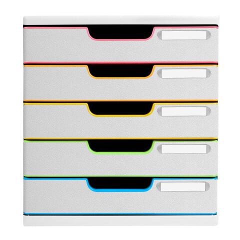 Módulo A4, cajones cerrados + 5 alturas + STOP de seguridad, tamaño: 5 X 54mm Black Office - Blanco/arlequín