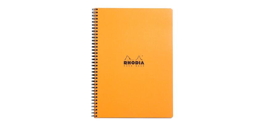 Notebook Rhodia Classic reliure intégrale 22,5x29,7 cm 160 pages petits carreaux 5x5 avec cadre en-tête détachables 80g - Orange