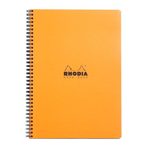 Notebook Rhodia Classic reliure intégrale 22,5x29,7 cm 160 pages petits carreaux 5x5 avec cadre en-tête détachables 80g - Orange