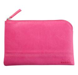 Rhodiarama pochette zippée en simili cuir - taille S (11x17 cm) - Fuchsia