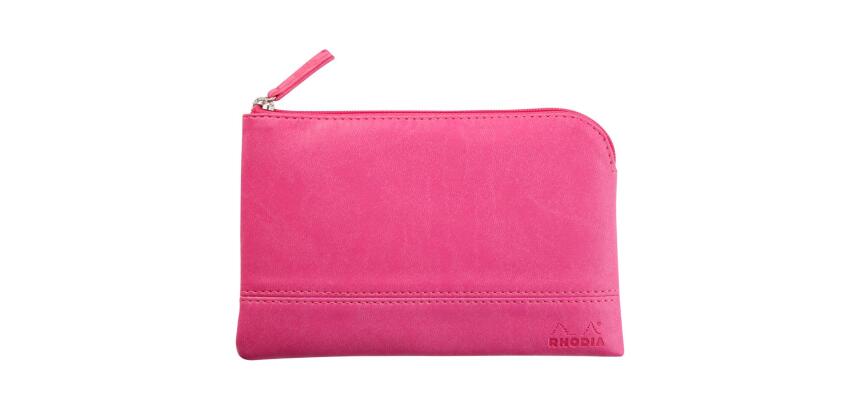 Rhodiarama pochette zippée en simili cuir - taille S (11x17 cm) - Fuchsia