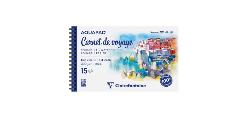 Aquapad Carnet de Voyage album spiralé 15F 13,5x25cm 300g