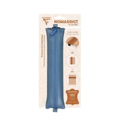 Trousse plate en cuir à élastique Age Bag 20x4,5 cm - Bleu