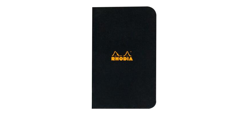 Carnet piqué Rhodia Classic 7,5x12 cm 48p petits carreaux 5x5 non détachables 80g - Noir