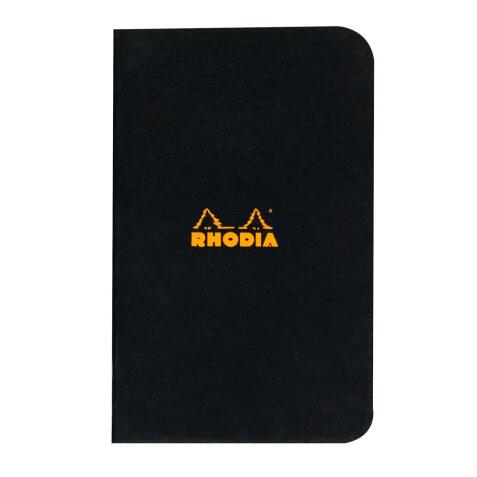 Carnet piqué Rhodia Classic 7,5x12 cm 48p petits carreaux 5x5 non détachables 80g - Noir