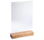 Porta-avvisi da tavolo con base in legno per formato A4 - Cristallo