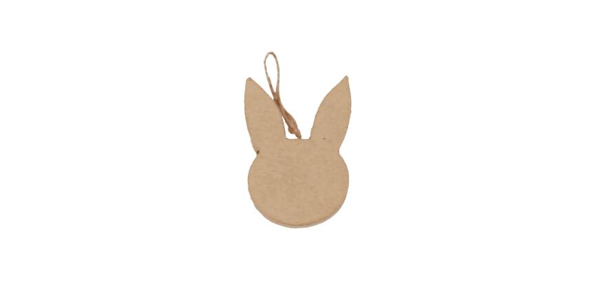 Tête de lapin plate à suspendre 1x6,5x9cm - Kraft