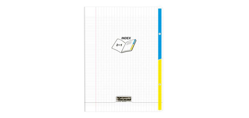 Cahier piqué 2 index 8000 POLYPRO 24x32cm 96 pages grands carreaux Incolore - Incolore