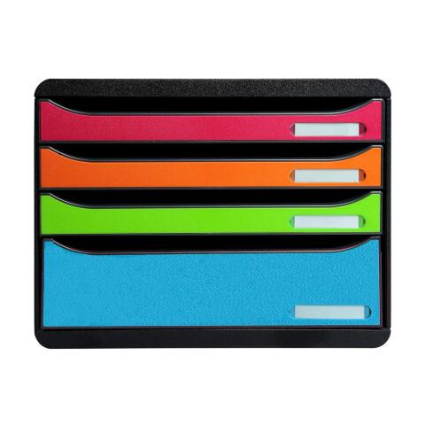 Módulo individual BIG-BOX PLUS HORIZON, 4 cajones, STOP de seguridad, porta-etiquetas - 270x355x271 mm - ECOBlack - Arlequín