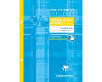 Feuillets mobiles sous étui 17x22 cm 200 pages perforées 2 trous grands carreaux