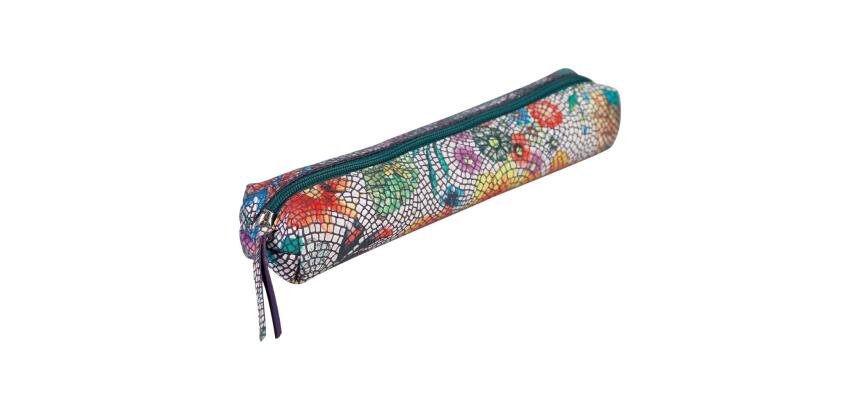 Céleste CUIR Trousse SLIM 19,5x2,5x4 cm Multicolores
