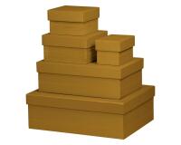 Rhodiarama set 5 boîtes gigognes simili cuir italien 44x34x16 cm - Or